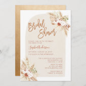 アーチボホテラコッタパンパスグラスブライダルシャワー 招待状 (正面/裏面)