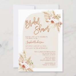 アーチボホテラコッタパンパスグラスブライダルシャワー 招待状