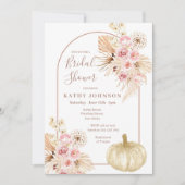 アーチボホパンパスグラスアンドパンプキンブライダルシャワー 招待状 (正面)