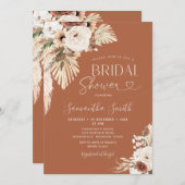アーチボホパンパスグラスフローラブライダルシャワー 招待状 (正面/裏面)