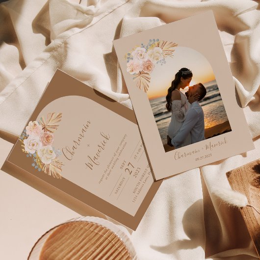 アーチボホパンパスグラス結婚ズ 招待状