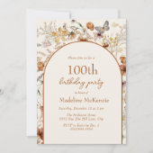 アーチボホワイルドフラワーズ100誕生日 招待状 (正面)