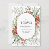 アーチポインセテモダンチアベリーメリークリスマスホリド シーズンカード (正面)