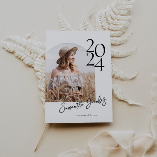 アーチミニマモダンリスト写真卒業パーティー 招待状