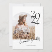 アーチミニマモダンリスト写真卒業パーティー 招待状 (正面)