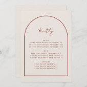 アーチミニマリストテラコッタゲスト名結婚のメニュー メニュー (正面/裏面)