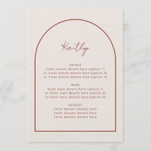 アーチミニマリストテラコッタゲスト名結婚のメニュー メニュー