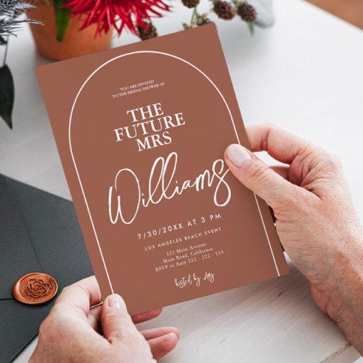 アーチミニマリストヘンパーティーブライダルシャワー 招待状