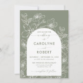 アーチミニマリストSage Green Boho結婚の写真 招待状 (正面)