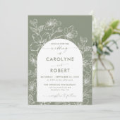 アーチミニマリストSage Green Boho結婚の写真 招待状 (スタンド正面)