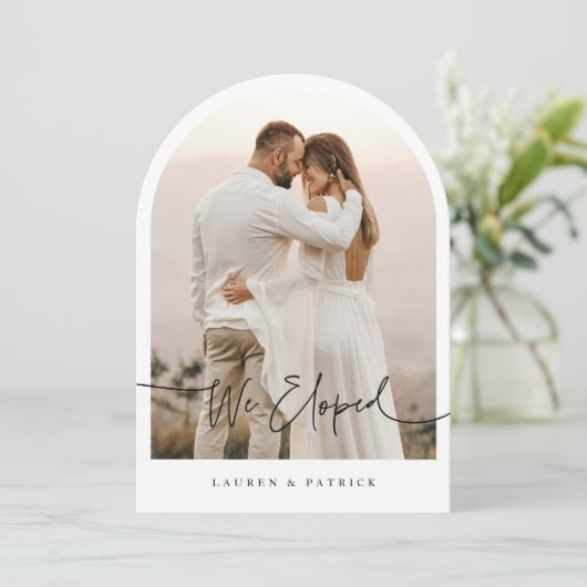 アーチミニマルェロペメント結婚の告知カード 招待状 (スタンド正面)