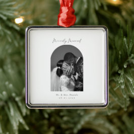 アーチミニマルフォトブラックとホワイトMerily結婚した メタルオーナメント