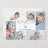 アーチミニマルモダンベビーフォト誕生 案内状 (裏面)