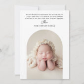 アーチミニマルモダンベビー写真誕生のお知らせ 案内状 (裏面)