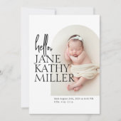 アーチミニマルモダンベビー写真誕生のお知らせ 案内状 (正面)