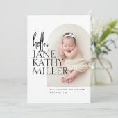 アーチミニマルモダンベビー写真誕生のお知らせ 案内状 (スタンド正面)