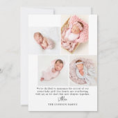 アーチミニマルモダンベビー写真誕生のお知らせ 案内状 (裏面)