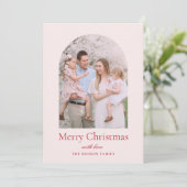 アーチミニマルモダンリストピンクレッドクリスマス シーズンカード (スタンド正面)