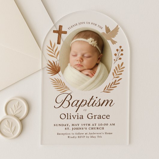 アーチミニマル型アクリル洗礼招待状 アクリル招待状