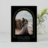 アーチミニマルSave The Date Black Foil招待状 箔招待状 (立ち正面)