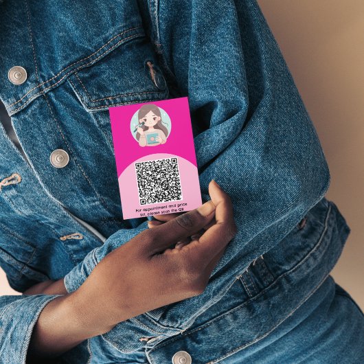 アーチメイクアップモダンピンクフォトqrコードロゴ 名刺