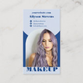 アーチメイクモダンアップ青い写真qrコードロゴ 名刺 (正面)