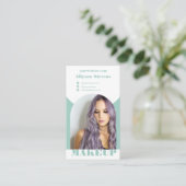 アーチメイクモダンアップ青い写真qrコードロゴ 名刺 (スタンド正面)