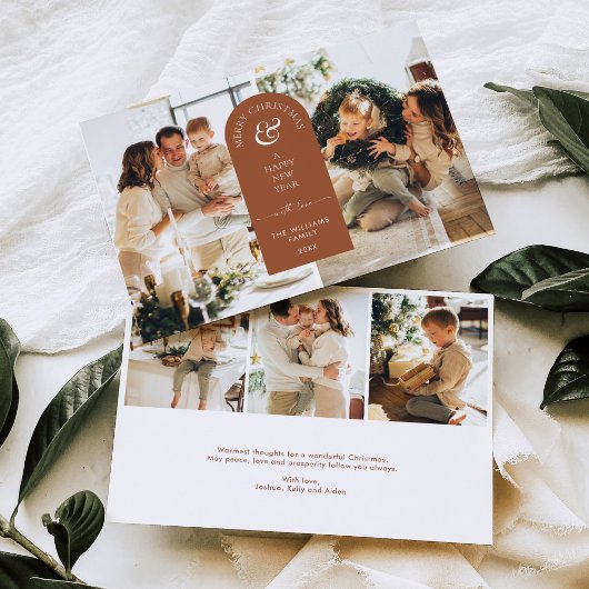 アーチメリーモダンクリスマスフォトホリデーカード 招待状