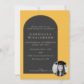 アーチモダンイエローグラード写真卒業パーティー 招待状 (正面)