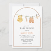 アーチモダンウォーター色シンプル服ベビーシャワー 招待状 (正面)