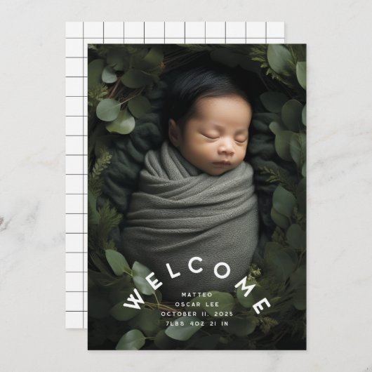 アーチモダンェルウェルカム誕生写真の発表 案内状 (正面/裏面)