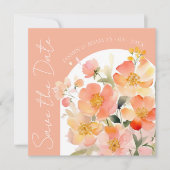 アーチモダンオレンジピーチフローラ結婚ズ セーブザデート (正面)