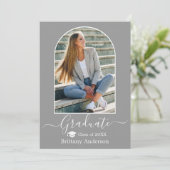 アーチモダンキャップ書道グレー卒業 案内状 (スタンド正面)