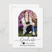 アーチモダンキャップ書道写真卒業 ポストカード (正面/裏面)