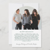 アーチモダングエレガントグリーンボウフォトホリデーカード 招待状 (裏面)