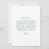 アーチモダングリーンカラーブロックフォト卒業 サンキューカード (裏面)