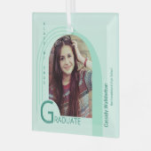 アーチモダングリーンフォト卒業 ガラスオーナメント (正面左)