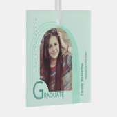 アーチモダングリーンフォト卒業 ガラスオーナメント (正面右)