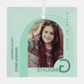 アーチモダングリーンフォト卒業 ガラスオーナメント (裏面)