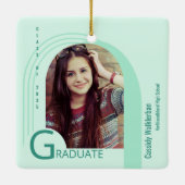 アーチモダングリーンフォト卒業 セラミックオーナメント (裏面)