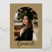 アーチモダングリーン卒業発表&フォイル 箔招待状 (正面)