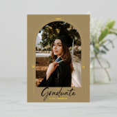 アーチモダングリーン卒業発表&フォイル 箔招待状 (立ち正面)