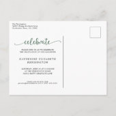 アーチモダングリーン金ゴールド写真卒業パーティー 案内ポストカード (裏面)