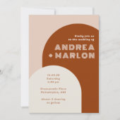 アーチモダングルーヴィレトロテラコッタ結婚ズ 招待状 (正面)