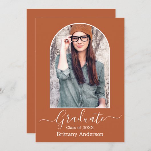 アーチモダンテラコッタ卒業パーティー 招待状 (正面/裏面)