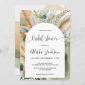 アーチモダンテラコッタ&セージブライダルシャワー 招待状 (正面/裏面)