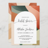 アーチモダンテラコッタ&セージブライダルシャワー 招待状 (正面/裏面)