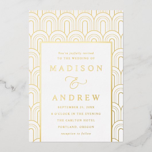 アーチモダンデコ結婚ズ 箔招待状 (正面)