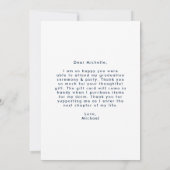 アーチモダンネイビーカラーブロック写真卒業 サンキューカード (裏面)