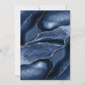 アーチモダンネイビーブルーシルバーアゲート結婚ズ 招待状 (裏面)